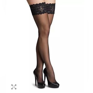 NWT Wolford Satin Touch 20 Stay-Up Stockings Black XS